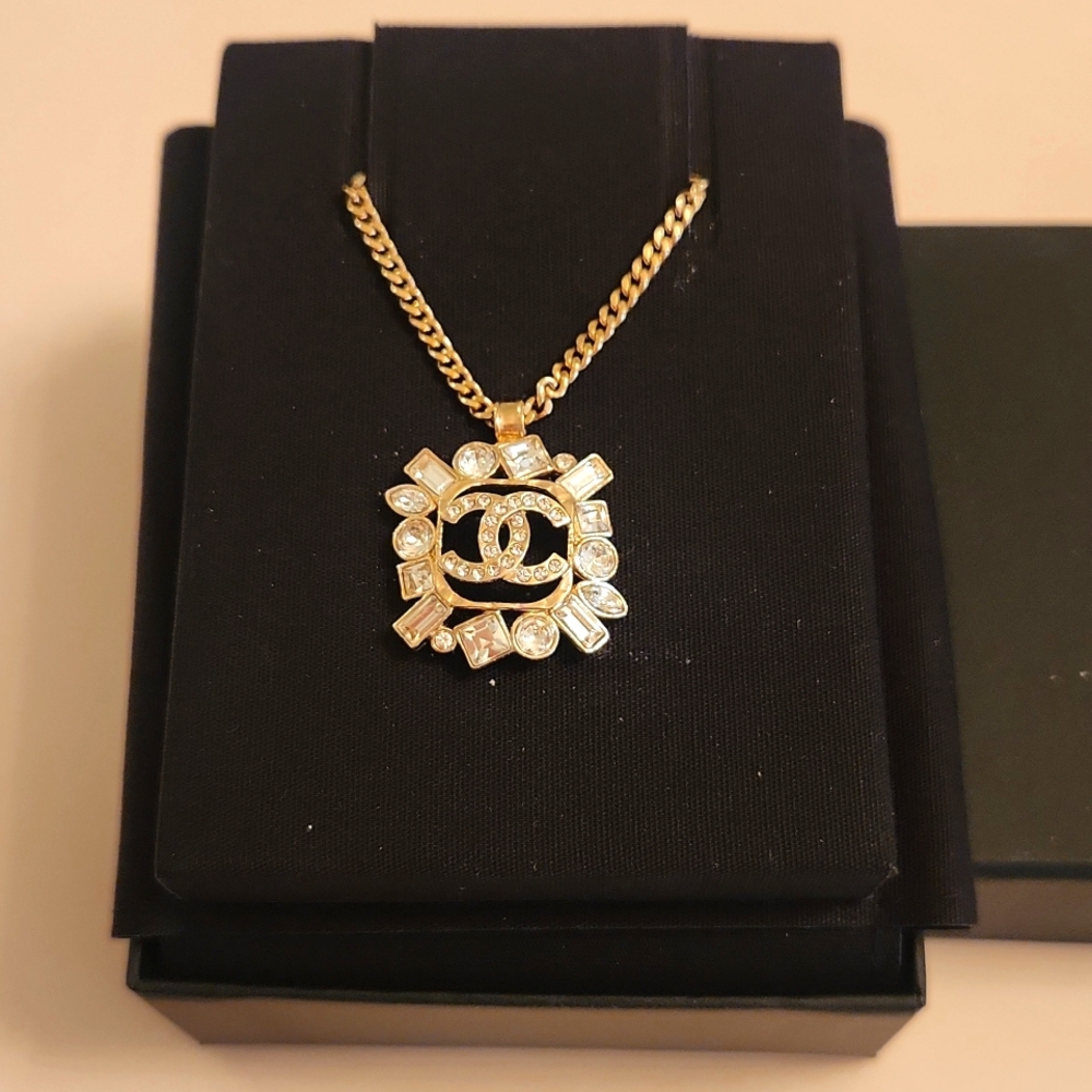 Authentic Chanel Gold and Crystal Necklace
